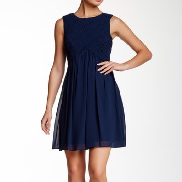 Marc New York Sleeveless Black Chiffon Cross Front Dress